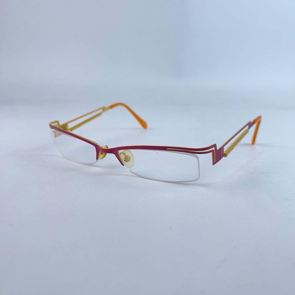 Kashiyama BI-149 Women Eyeglasses Yellow Plastic Cat Eye Half Rim 51-18-130‎ mm